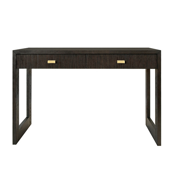 Larkin Two Drawer Desk - Natural Oak w/Brass Pulls