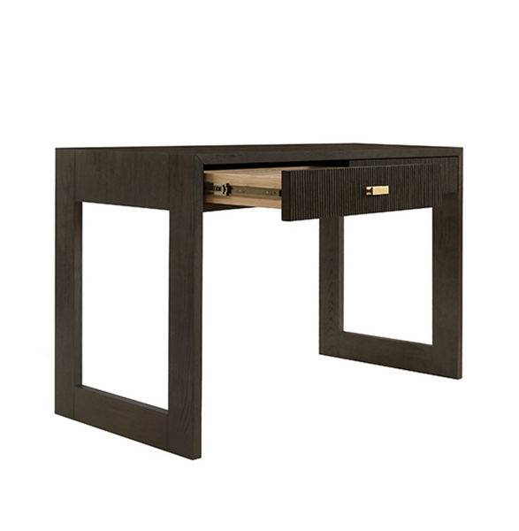 Larkin Two Drawer Desk - Natural Oak w/Brass Pulls