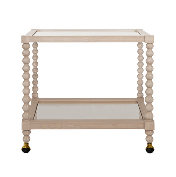 Isadore Cerused Oak Two Tier Bar Cart