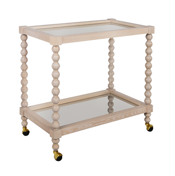 Isadore Cerused Oak Two Tier Bar Cart
