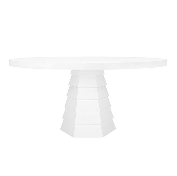 Hugo 60" Round Matte White Lacquer Dining Table