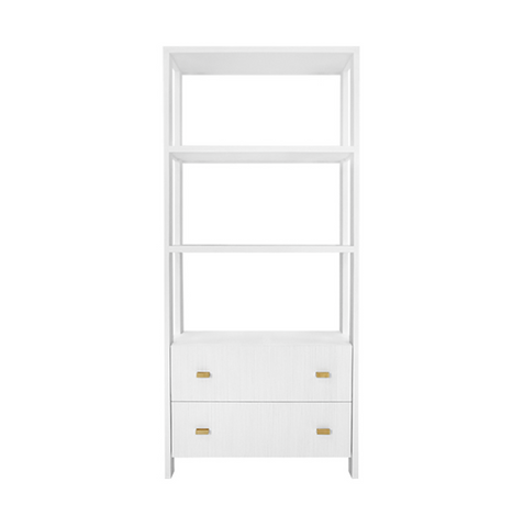 Worlds Away Davie Matte White Lacquer Etagere - Matthew Izzo Home