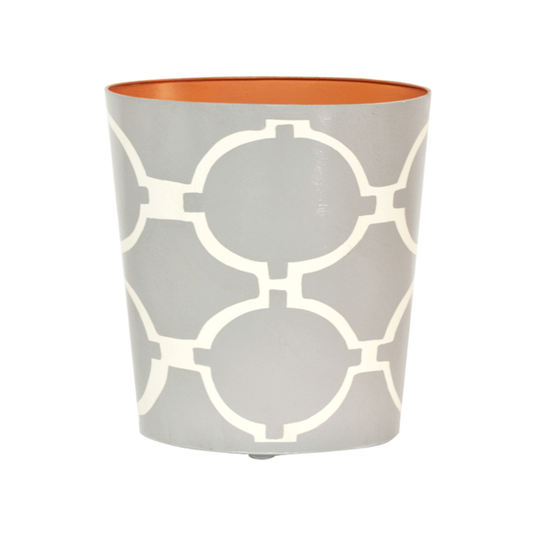 Acadia Handpainted Oval Metal Wastebasket - Four Color Options
