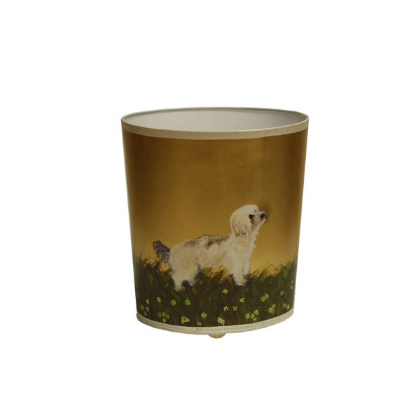 Canine Handpainted Oval Metal Waste Basket - 7 Design Options