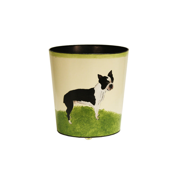 Canine Handpainted Oval Metal Waste Basket - 7 Design Options