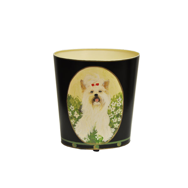 Canine Handpainted Oval Metal Waste Basket - 7 Design Options