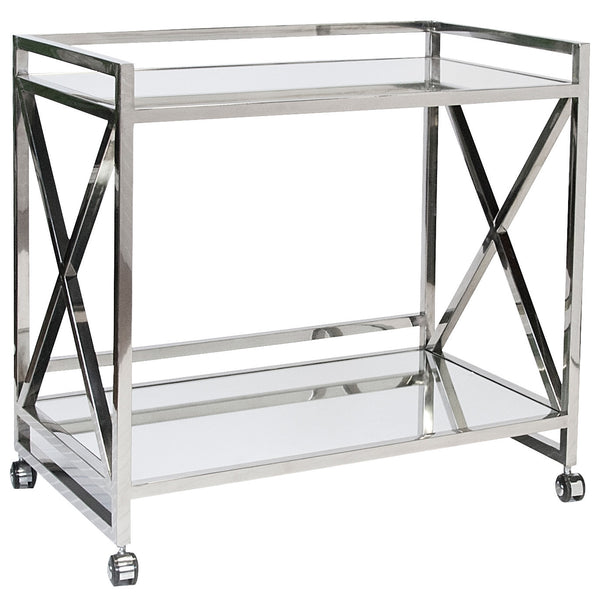 Gerard Two Tier Bar Cart - Gold Leaf or Silver Leaf