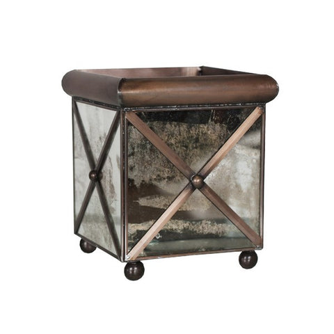 Worlds Away Medium Crosshatch Antique Mirror Planter - Matthew Izzo Home