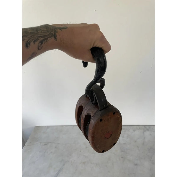 Antique Wood & Iron Pulley