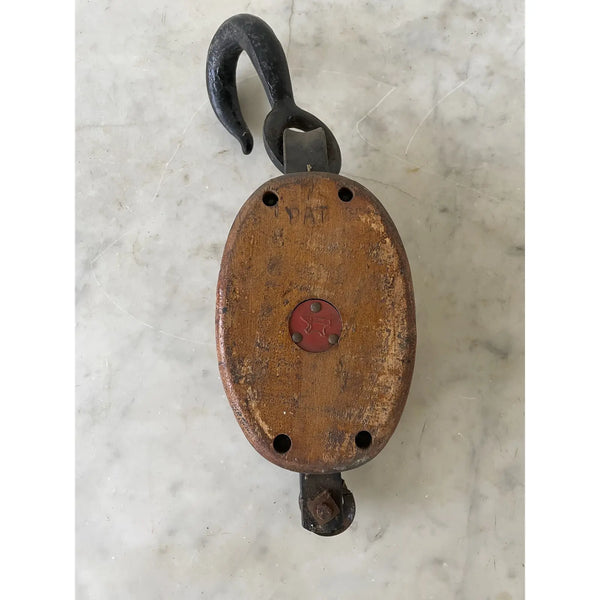 Antique Wood & Iron Pulley