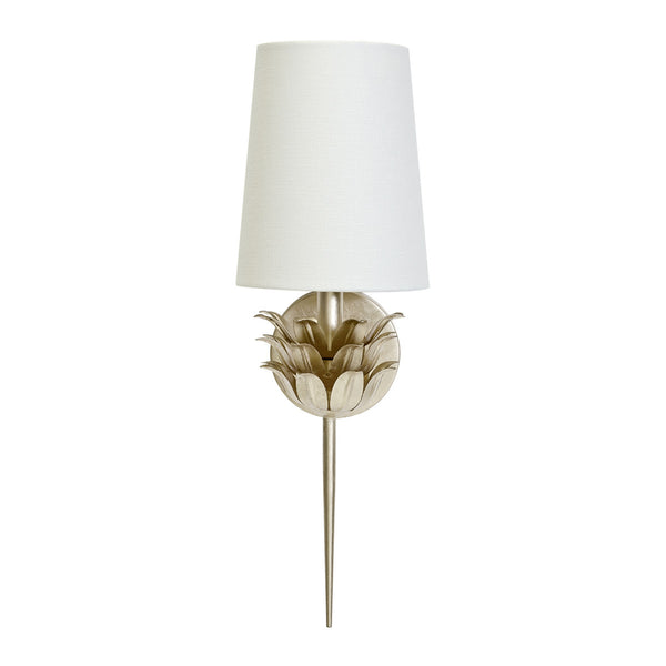 Delilah Wall Sconce w/Linen Shade - Gold or Silver Leaf
