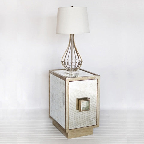 Savannah Silver Leaf & Mirror Accent Table