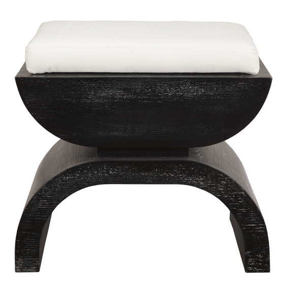Biggs Modern Stool w/Linen Cushion - Burlwood or Black