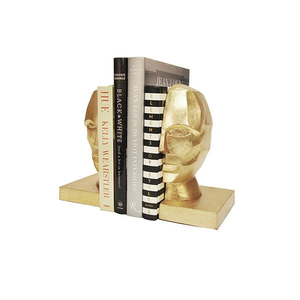 Edmund Divided Face Bookends - Gold or Silver Leaf