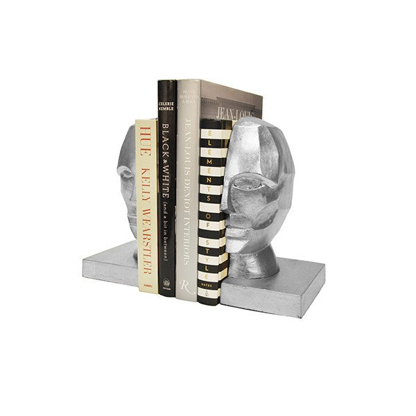 Edmund Divided Face Bookends - Gold or Silver Leaf