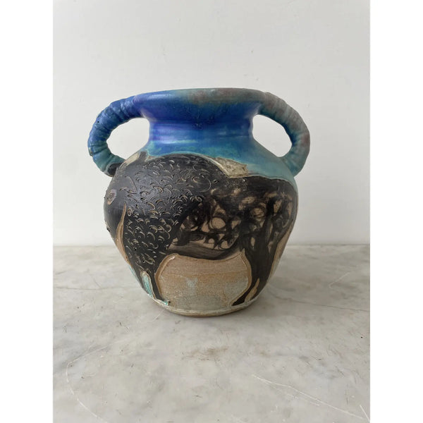 George Johnson Pottery, Urn with Handles - Animal Design