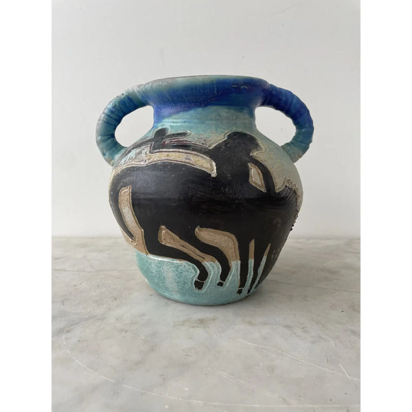 George Johnson Pottery, Urn with Handles - Animal Design