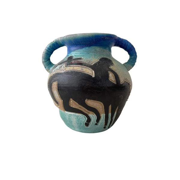 George Johnson Pottery, Urn with Handles - Animal Design
