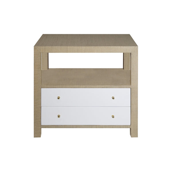 Hattie Side Table - Grey Grasscloth or Natural Grasscloth w/White Lacquer