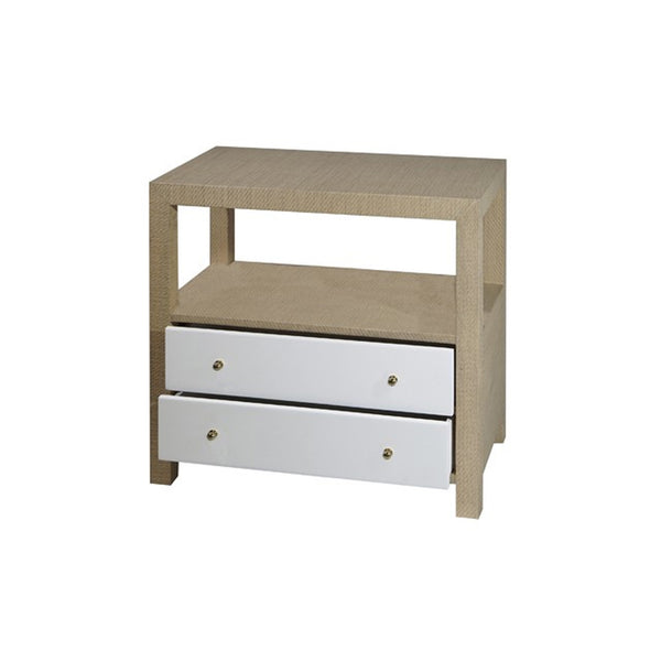 Hattie Side Table - Grey Grasscloth or Natural Grasscloth w/White Lacquer