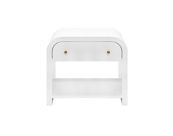 Esther Waterfall Edge Side Table - Glossy White Lacquer