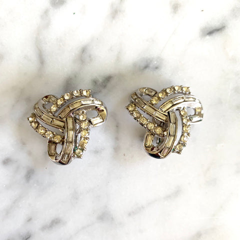 1960s Rhinestone Trifari Earrings - Matthew Izzo Home