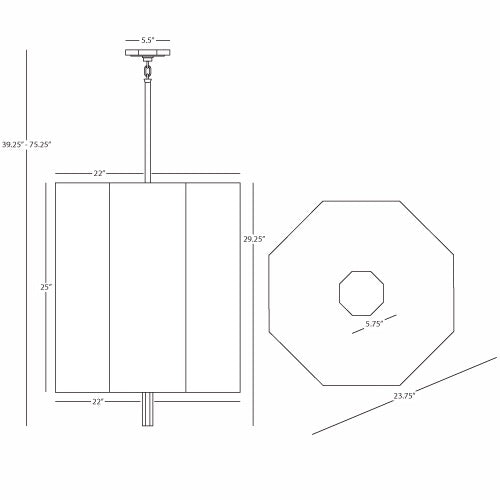 Robert Abbey Kate Pearl Grey/Brass Pendant