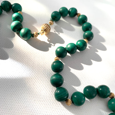 Vintage Malachite and 14k Gold Necklace - Matthew Izzo Home