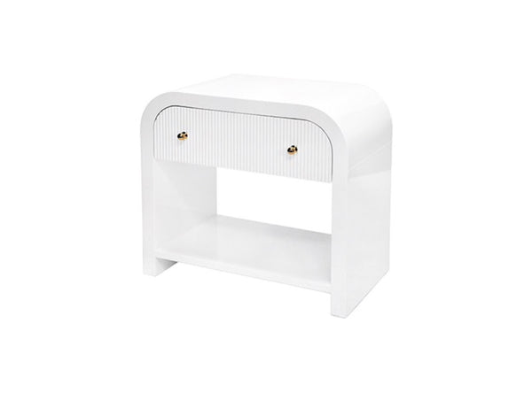 Esther Waterfall Edge Side Table - Glossy White Lacquer