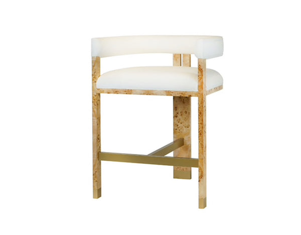 Cruise Tri-Leg Counter Stool - Burlwood & Brass