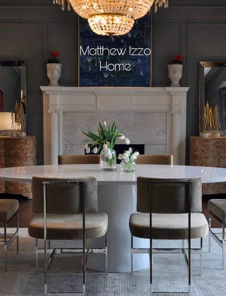 Jefferson 86" Oval Pedestal Dining Table - White Lacquer, Cerused Oak or Black Cerused Oak