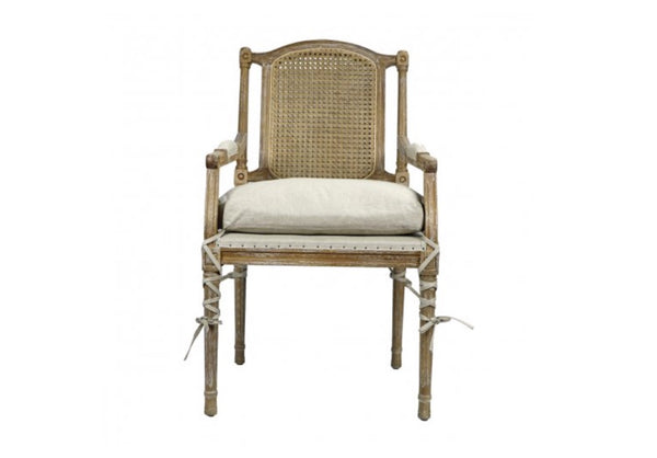 Cotswald Rustic Pine Wood Armchair w/Cushion - Matthew Izzo Collection