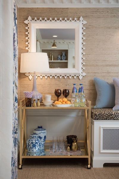 Gerard Two Tier Bar Cart - Gold Leaf or Silver Leaf