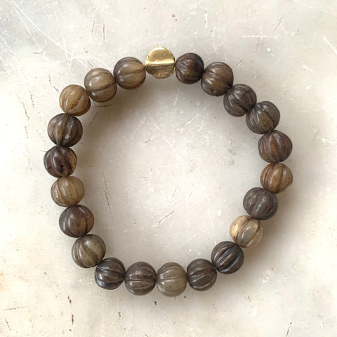 Brown Jade and gold beaded bracelet - Matthew Izzo Home