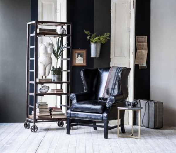 Carlisle Black Leather Wing Chair - Matthew Izzo Collection