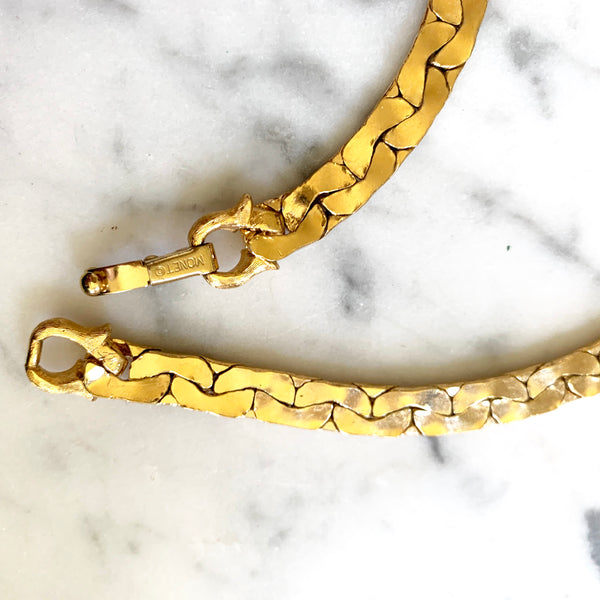 17" Vintage 1980s Monet Gold Tone Linked Necklace