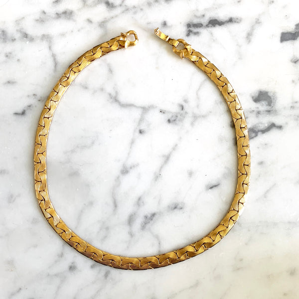 17" Vintage 1980s Monet Gold Tone Linked Necklace