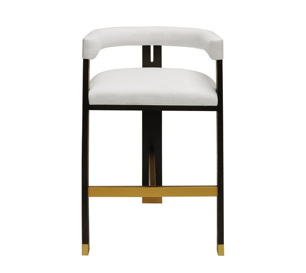 Connery Tri-Leg Barrel Back Bar Stool - Espresso Oak & White Linen