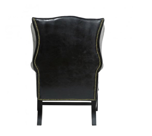 Carlisle Black Leather Wing Chair - Matthew Izzo Collection