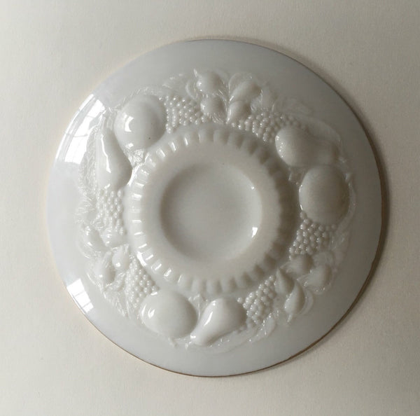Antique Milk Glass Soup Bowl & Saucer - Pair