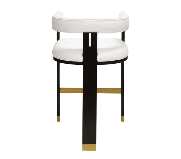Connery Tri-Leg Barrel Back Bar Stool - Espresso Oak & White Linen