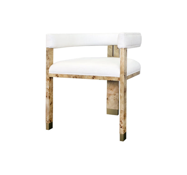 Jude Tri-Leg Burlwood & Linen Accent Chair