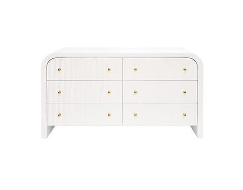 Worlds Away Valentina White Lacquer Chest - Matthew Izzo Home