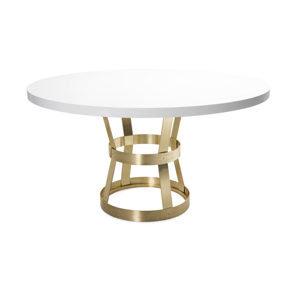 Cannon 54" Round Modern Dining Table - Antique Brass & Glass