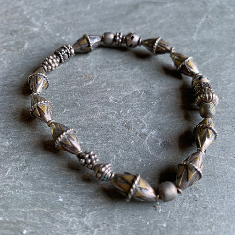 Vintage silver beaded bracelet from India - Matthew Izzo Home