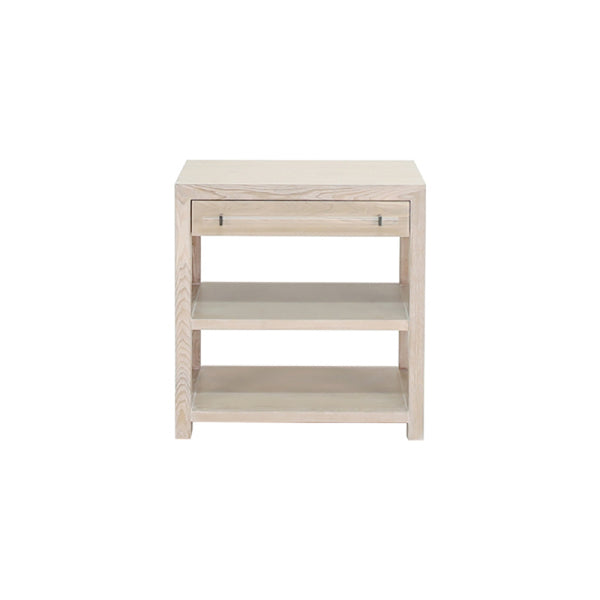 Garbo One Drawer Side Table - Matte White Lacquer or Cerused Oak