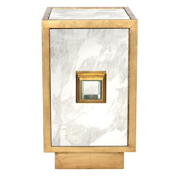Savannah Gold Leaf & Mirror Accent Table