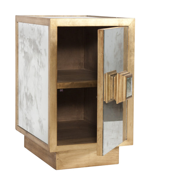 Savannah Gold Leaf & Mirror Accent Table