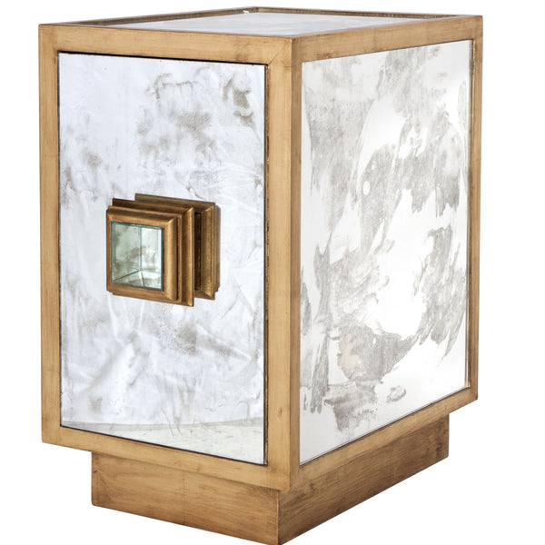 Savannah Gold Leaf & Mirror Accent Table