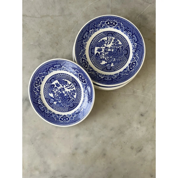 Vintage Blue Willow Bread Plates - Set of 6, Willow Ware Royal China